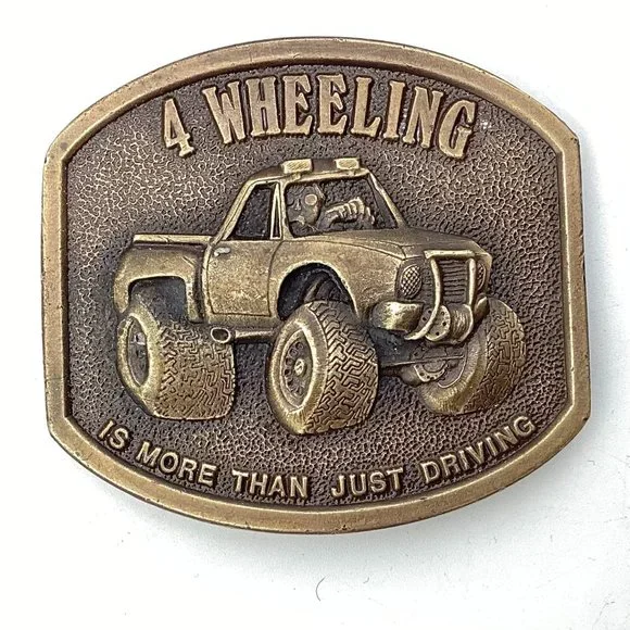 '4 Wheeling' Belt Buckle, 3.5." X 2." - Picture 1 of 2